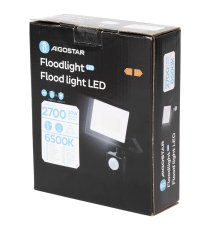 Faro led 30W con sensore, nero 2700 lumen luce fredda 6500K IP65 L142xW172xH52mm Serie 07 sens crepuscolare e movimento