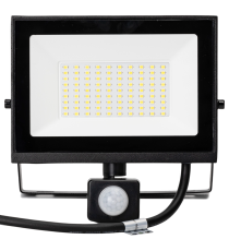 Faro led 50W con sensore, nero 4500 lumen luce naturale 4000K IP65 L180xW185xH52mm Serie 07 sens crepuscolare e movimento