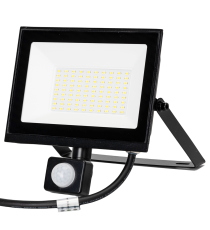 Faro led 50W con sensore, nero 4500 lumen luce fredda 6500K IP65 L180xW185xH52mm Serie 07 sens crepuscolare e movimento