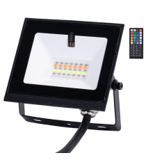 Faro led 20W nero RGB con telecomando, multicolore RGB, ultrasottile IP65 Dimensioni: L142xW112xH27mm Serie 07