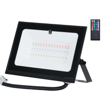 Faro led 30W nero RGB con telecomando, multicolore RGB, ultrasottile IP65 Dimensioni: L180xW118xH27mm Serie 07