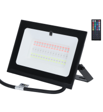 Faro led 50W nero RGB con telecomando, multicolore RGB, ultrasottile IP65 Dimensioni: L180xW118xH27mm Serie 07