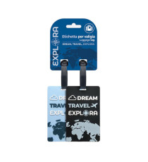 Targhette per valigia Explora - 10,5 x 6,5 cm - azzurro nero - Lebez