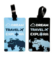 Targhette per valigia Explora - 10,5 x 6,5 cm - azzurro nero - Lebez
