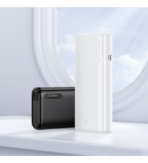 Power bank Hoco J158A bianco 10000mAh 2 porte usb-A - led di avviso livello carica, batteria esterna con ricarica veloce