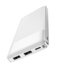 Power bank Hoco J72 2A bianco 10000mAh 2 porte usb-A 1 porta usb-C - led livello carica, batteria esterna con ricarica veloce