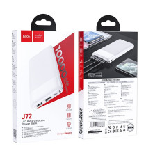 Power bank Hoco J72 2A bianco 10000mAh 2 porte usb-A 1 porta usb-C - led livello carica, batteria esterna con ricarica veloce