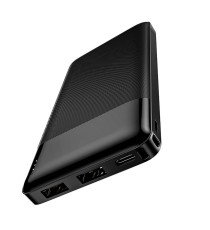 Power bank Hoco J72 2A nero 10000mAh 2 porte usb-A 1 porta usb-C - led livello carica, batteria esterna con ricarica veloce