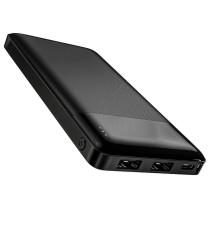 Power bank Hoco J72 2A nero 10000mAh 2 porte usb-A 1 porta usb-C - led livello carica, batteria esterna con ricarica veloce