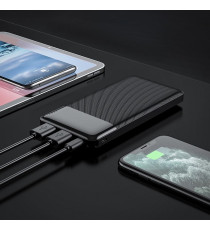 Power bank Hoco J72 2A nero 10000mAh 2 porte usb-A 1 porta usb-C - led livello carica, batteria esterna con ricarica veloce