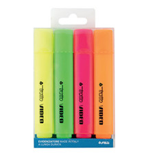 Evidenziatore Tratto Video  - punta a scalpello - tratto da 1,0-5,0mm - astuccio 4 colori - Tratto