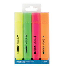 Evidenziatore Tratto Video  - punta a scalpello - tratto da 1,0-5,0mm - astuccio 4 colori - Tratto