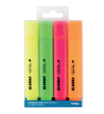 Evidenziatore Tratto Video  - punta a scalpello - tratto da 1,0-5,0mm - astuccio 4 colori - Tratto