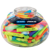 Evidenziatore Tratto Video -  punta a scalpello - tratto 1,00 - 5,00 mm - colori assortiti - Tratto - boccia 168 pezzi