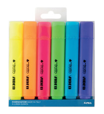 Evidenziatore Tratto Video - punta a scalpello - tratto da 1,0-5,0mm - astuccio 6 colori - Tratto
