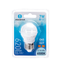 Lampadina Led G45 7W attacco E27 620 lumen, 6500K luce fredda misura D45xH80mm Equivalenza lampada incandescente 49W