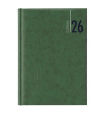 Agenda giornaliera 2027 - copertina in carta imbottita - 14,5 x 20,5 cm - verde