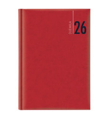 Agenda giornaliera 2027 - copertina in carta imbottita - 17 x 24 cm - rosso