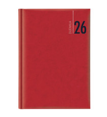 Agenda giornaliera 2027 - copertina in carta imbottita - 17 x 24 cm - rosso