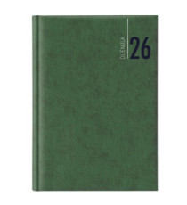 Agenda giornaliera 2027 - copertina in carta imbottita - 17 x 24 cm - verde