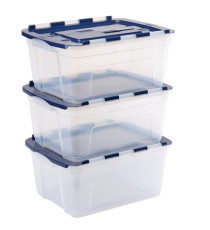 Contenitore multiuso Bankers Box - 43 x 59 x 28 cm - 45 L - PP - con coperchio a cerniera blu - trasparente - Fellowes