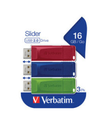 Verbatim - USB Pen Drive 3.2 Gen 1 Drive - 16 GB - rosso/giallo/blu - conf. 3 pezzi - 49326