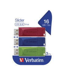 Verbatim - USB Pen Drive 3.2 Gen 1 Drive - 16 GB - rosso/giallo/blu - conf. 3 pezzi - 49326