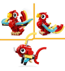 Lego Creator 3in1 - Drago rosso - Lego 31145 crea un drago o una fenice o un pesce 149pz Anni 6+