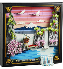 Lego Art - Paesaggio giapponese con ciliegi fioriti - Lego 31218 Cornice con Monte Fuji, Sakura e Cascata 1892pz Anni 18+