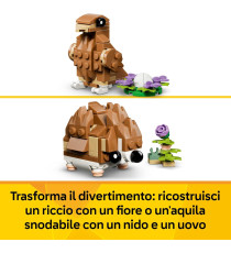 Lego Creator 3in1 - Simpatico criceto con fiore - Lego 31376 costruisci un riccio o un’aquila o un criceto 166pz Anni 7+