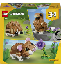 Lego Creator 3in1 - Simpatico criceto con fiore - Lego 31376 costruisci un riccio o un’aquila o un criceto 166pz Anni 7+