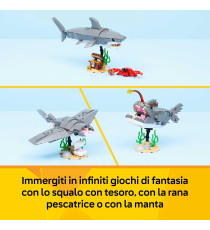 Lego Creator 3in1 - Squalo con scrigno del tesoro - Lego 31381 costruisci uno squalo o rana pescatrice o manta 379pz Anni 8+