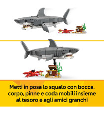 Lego Creator 3in1 - Squalo con scrigno del tesoro - Lego 31381 costruisci uno squalo o rana pescatrice o manta 379pz Anni 8+