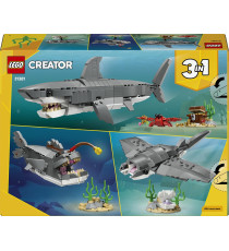 Lego Creator 3in1 - Squalo con scrigno del tesoro - Lego 31381 costruisci uno squalo o rana pescatrice o manta 379pz Anni 8+