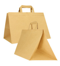 Shopper Flat XLarge - maniglie piattina - 32 x 22 x 24 cm - carta kraft - avana - Mainetti Bags - conf. 200 pezzi