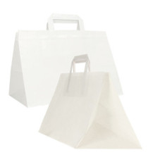 Shopper Flat XLarge - maniglie piattina - 32 x 22 x 24 cm - carta kraft - bianco - Mainetti Bags - conf. 200 pezzi