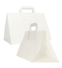 Shopper Flat XLarge - maniglie piattina - 32 x 22 x 24 cm - carta kraft - bianco - Mainetti Bags - conf. 200 pezzi