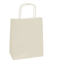 Shopper Twisted - maniglie cordino - 14 x 9 x 20 cm - carta kraft - avorio - Mainetti Bags - conf. 25 sacchetti