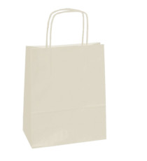 Shopper Twisted - maniglie cordino - 14 x 9 x 20 cm - carta kraft - avorio - Mainetti Bags - conf. 25 sacchetti