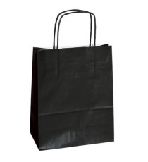 Shopper Twisted - maniglie cordino - 14 x 9 x 20 cm - carta kraft - nero - Mainetti Bags - conf. 25 pezzi