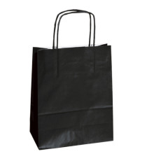 Shopper Twisted - maniglie cordino - 14 x 9 x 20 cm - carta kraft - nero - Mainetti Bags - conf. 25 pezzi