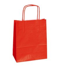 Shopper Twisted - maniglie cordino - 14 x 9 x 20 cm - carta kraft - rosso - Mainetti Bags - conf. 25 pezzi