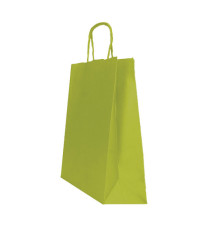 Shopper Twisted - maniglie cordino - 14 x 9 x 20 cm - carta kraft - verde fagiolo - Mainetti Bags - conf. 25 pezzi