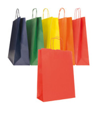 Shopper Twisted - maniglie cordino - 22 x 10 x 29 cm - carta biokraft -  colori assortiti autunno/inverno - Mainetti Bag