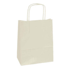 Shopper Twisted - maniglie cordino - 26 x 11 x 35 cm - carta kraft - avorio - Mainetti Bags - conf. 25 sacchetti