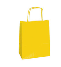 Shopper Twisted - maniglie cordino - 26 x 11 x 35 cm - carta kraft - giallo - Mainetti Bags - conf. 25 pezzi