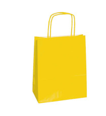Shopper Twisted - maniglie cordino - 26 x 11 x 35 cm - carta kraft - giallo - Mainetti Bags - conf. 25 pezzi