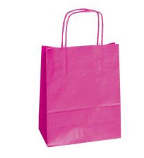 Shopper Twisted - maniglie cordino - 26 x 11 x 35 cm - carta kraft - magenta - Mainetti Bags - conf. 25 pezzi