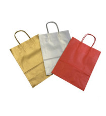Shopper Twisted - maniglie cordino - 26 x 11 x 35 cm - carta kraft - mix Natale - Mainetti Bags - conf. 25 pezzi