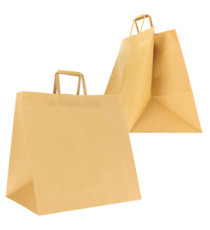 Shoppers Flat Maxi Plus - maniglie piattina - 40 x 35 x 35 cm - carta kraft - avana - Mainetti Bags - conf. 100 pezzi i